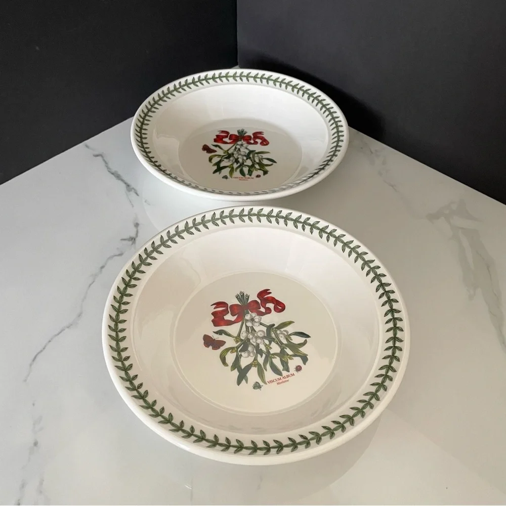 SET of 2 Mistletoe Pasta or Soup Bowls by Portmeirion